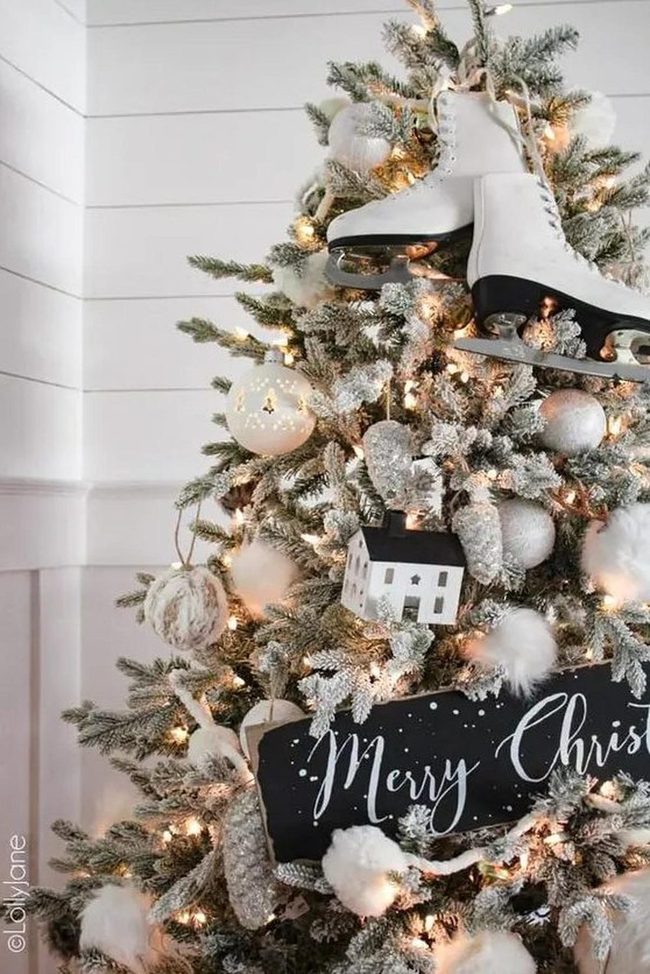 Frosted Branches With Vintage Skates
