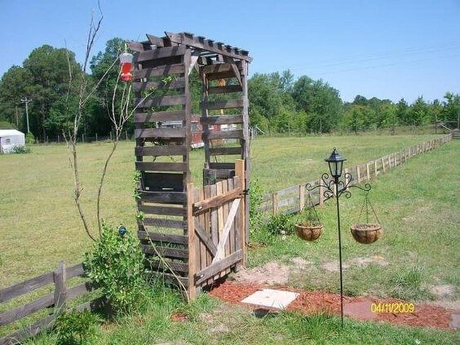 Natural Wood Pallet Garden Arch