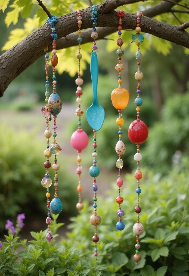 Silver Utensil Wind Chimes Yard