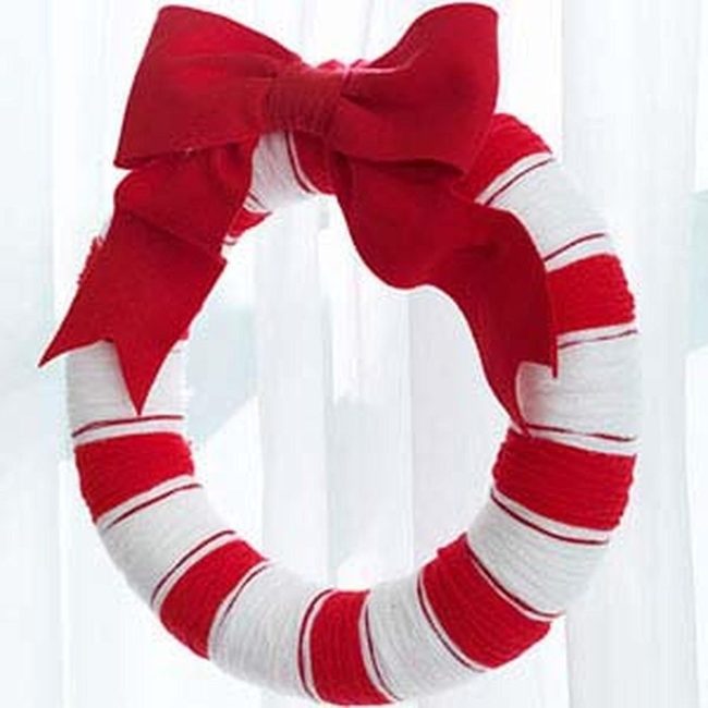 Red And White Yarn Wreath