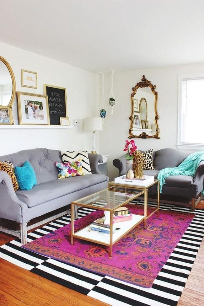 Pink And Purple Layered Rug Statement