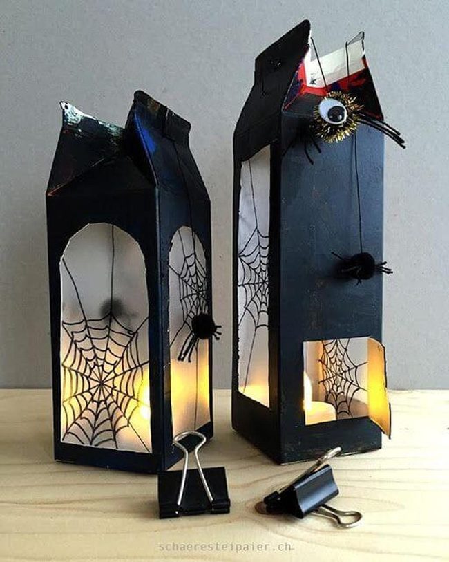 Black Milk Carton Spider Lanterns