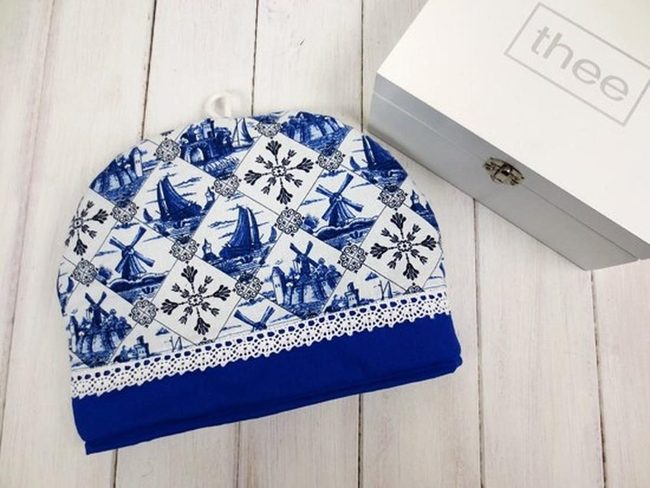Blue And White Windmill Tea Cozy
