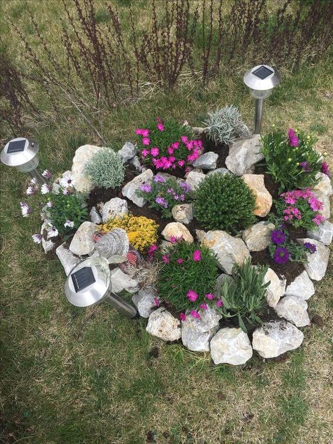 Stone-Edged Flower Burst Garden