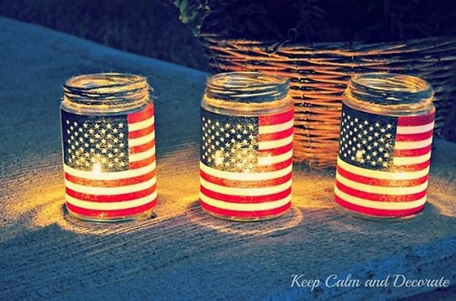 Patriotic Mason Jar Luminaries
