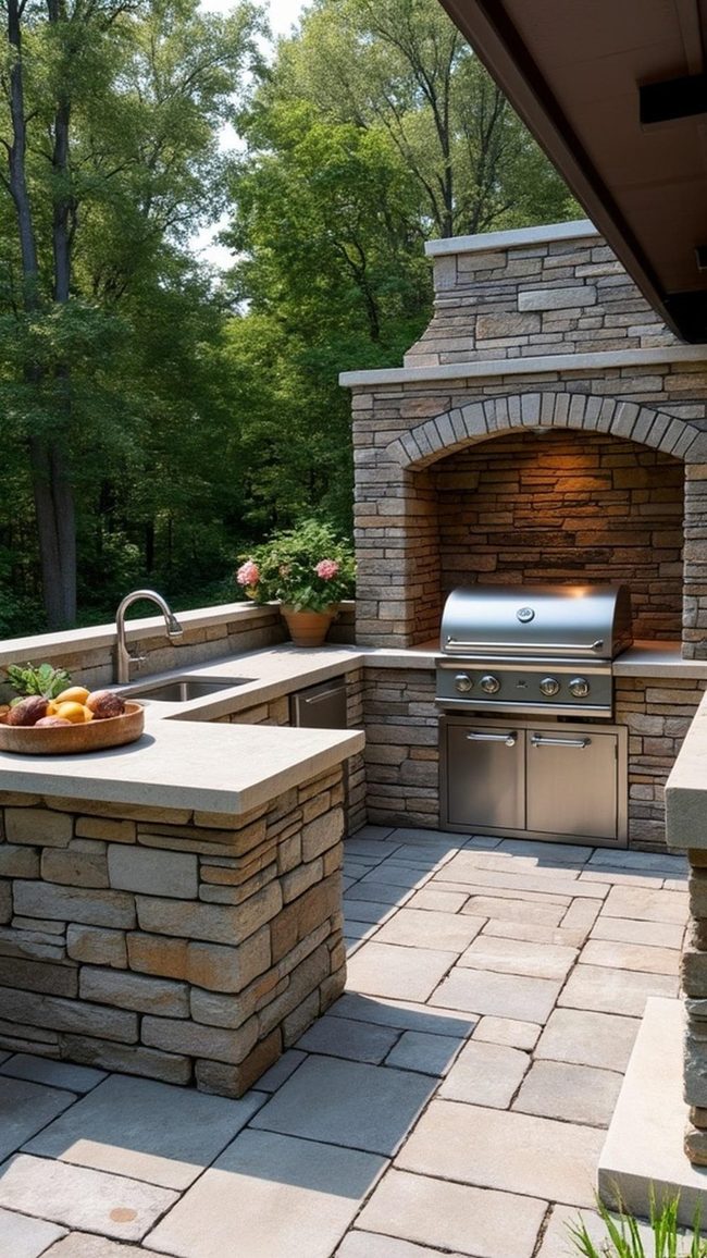 Stone Outdoor Cooking Space Entertaining Space