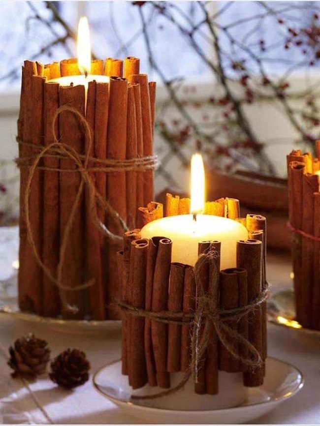 Cinnamon Sticks Wrapped Candles