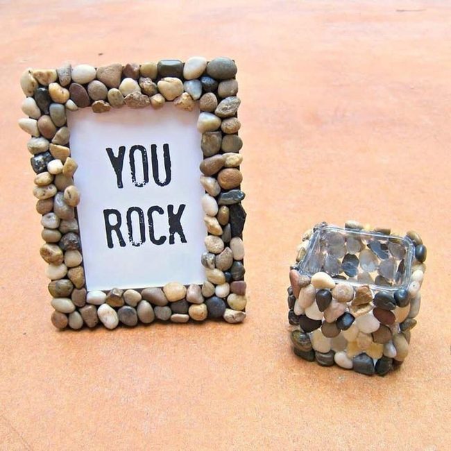 Stone-Covered Frames And Holders