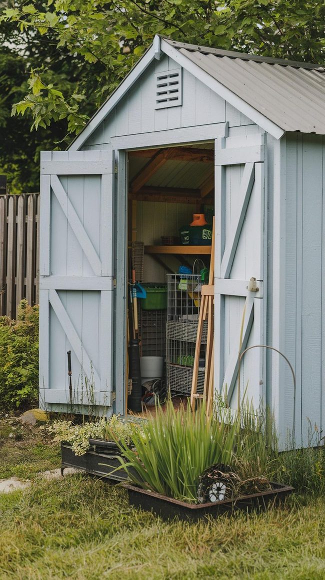 Overhead Storage Optimizes Shed Space