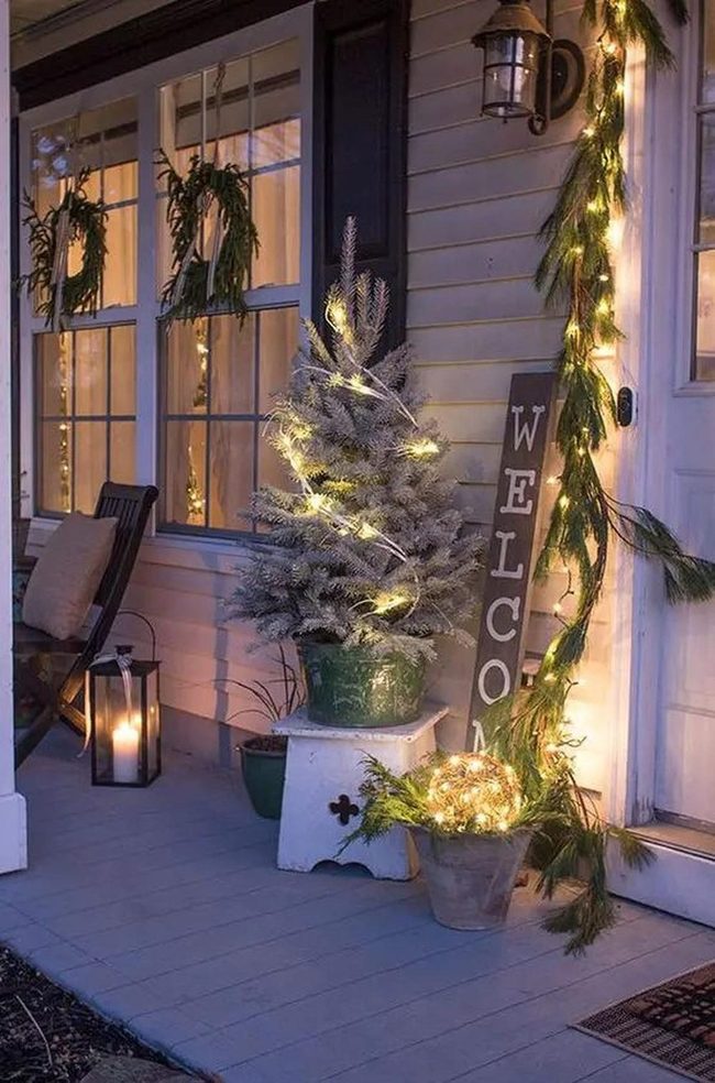 Frosted Tree With Twinkling Lights