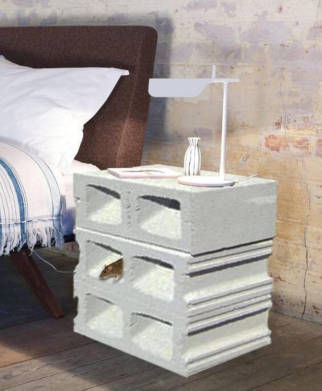 Stacked Concrete Blocks Nightstand