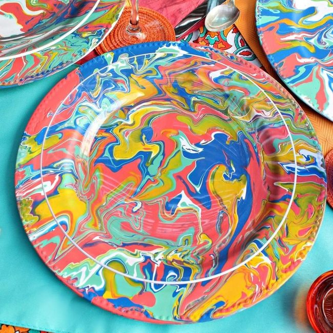 Multicolor Ceramic Plates Celebration