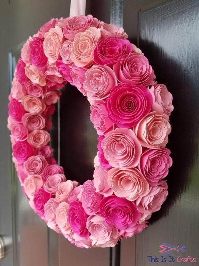 Pink Paper Blooms Wreath