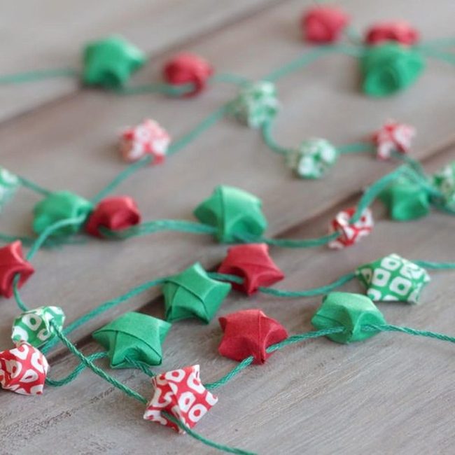 Colorful Paper Stars Hanging Display