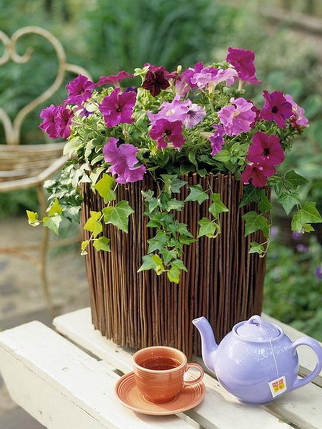 Pink And Purple Flowers With Tea Service
