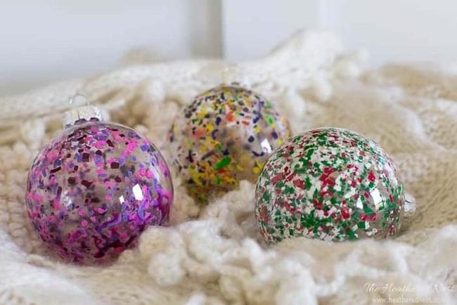 Colorful Crayon-Filled Glass Ornaments