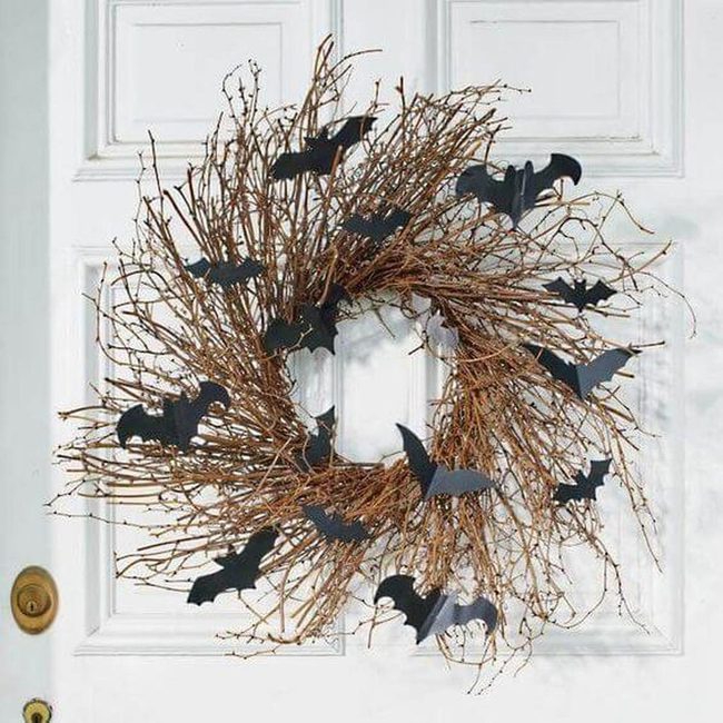 Black Bat Silhouettes Twig Wreath
