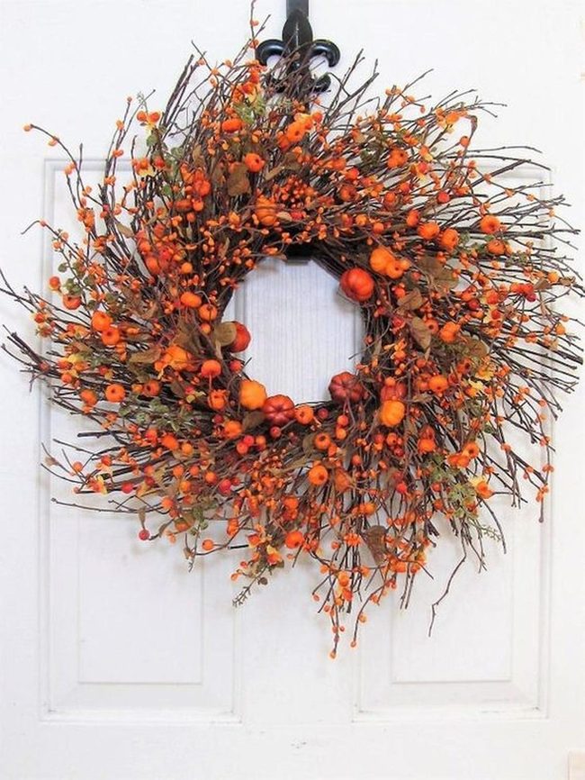 Orange Berry Autumn Door Welcome
