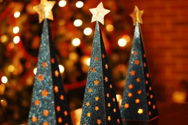Dark Blue Cone Lanterns With Stars