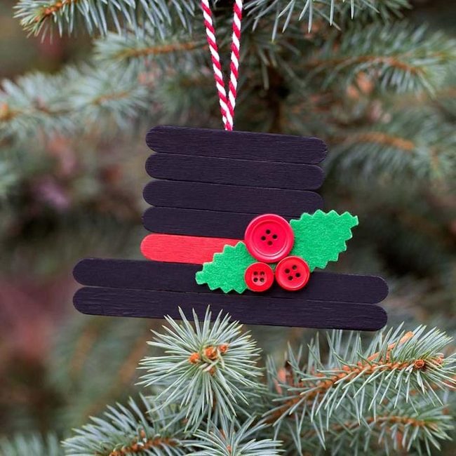 Red Button Popsicle Stick Ornaments