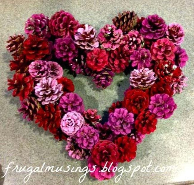 Red Pink Pine Cone Heart