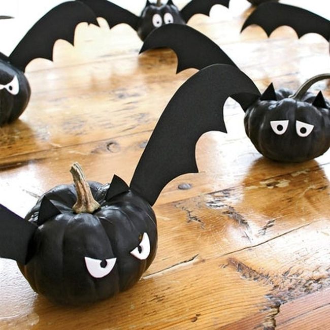 Black Pumpkins With Paper Wings
