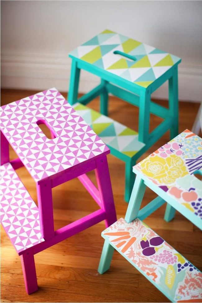 Purple Triangle Pink Frame Step Stool