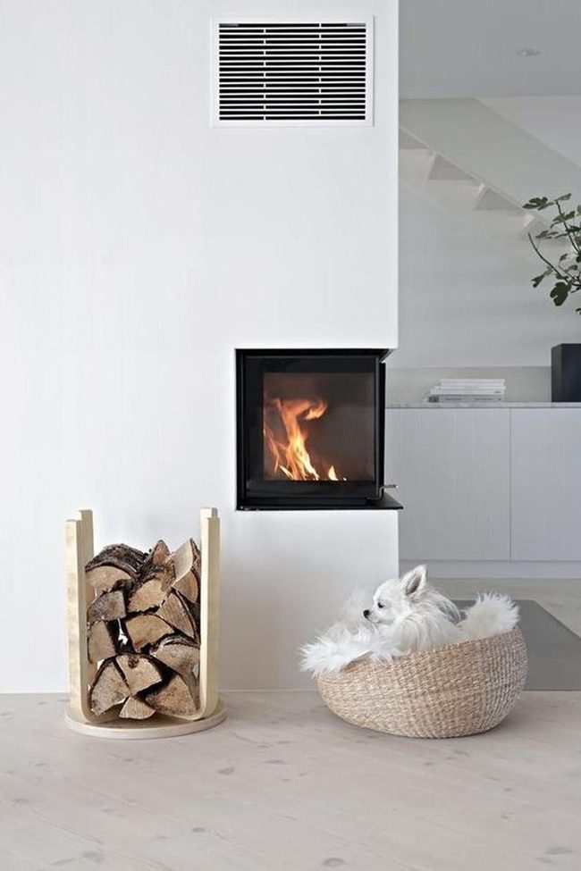 Modern Glass Fireplace Minimalist Living