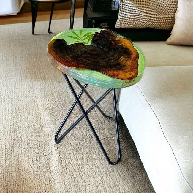 Wood Epoxy Olive Hairpin Tables