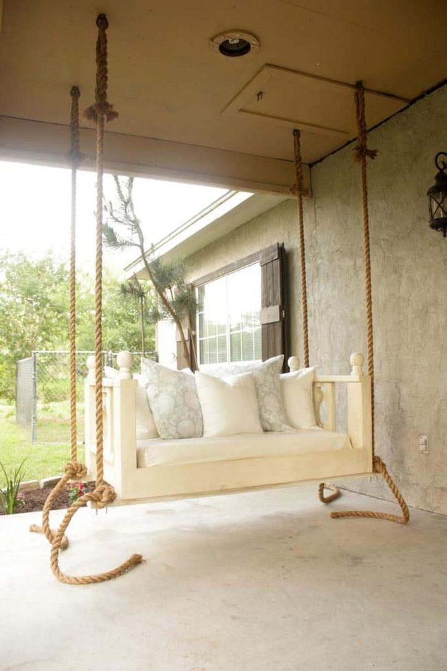 Geometric Wood Swing With Headboard