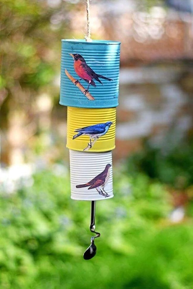 Colorful Painted Tin Bird Feeders