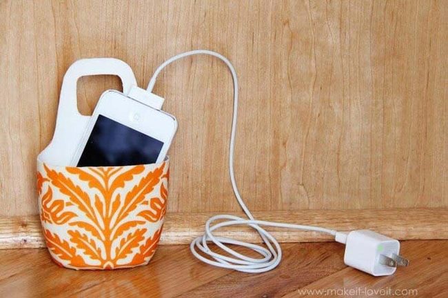 Fabric-Wrapped Bottle Phone Stand