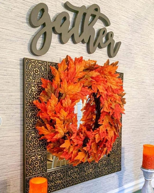 Maple Leaves Orange Red Wreath