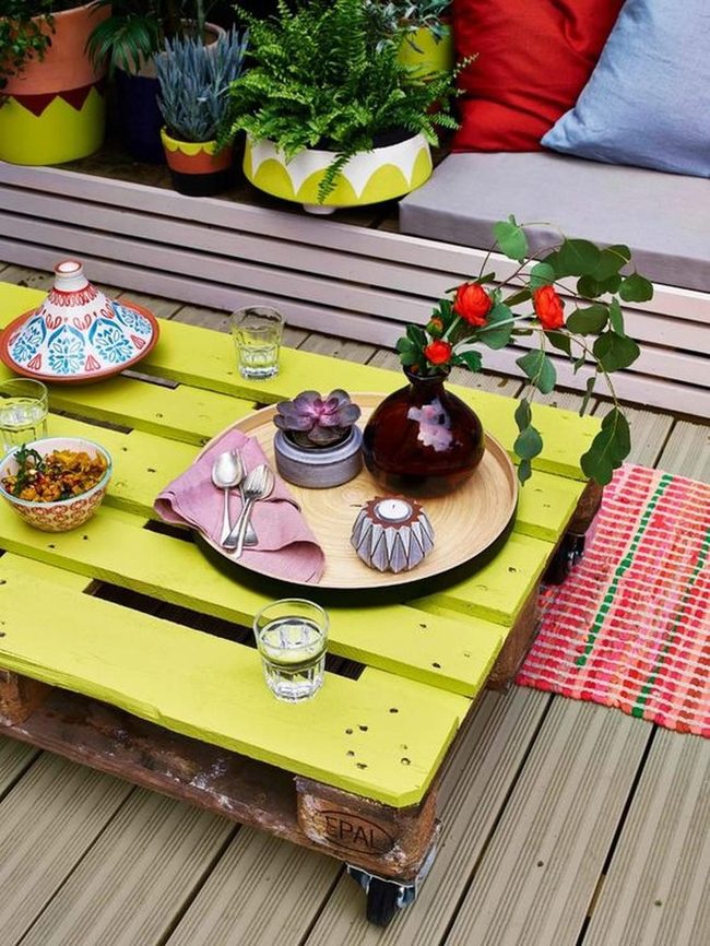 Yellow Mobile Table Garden Seating