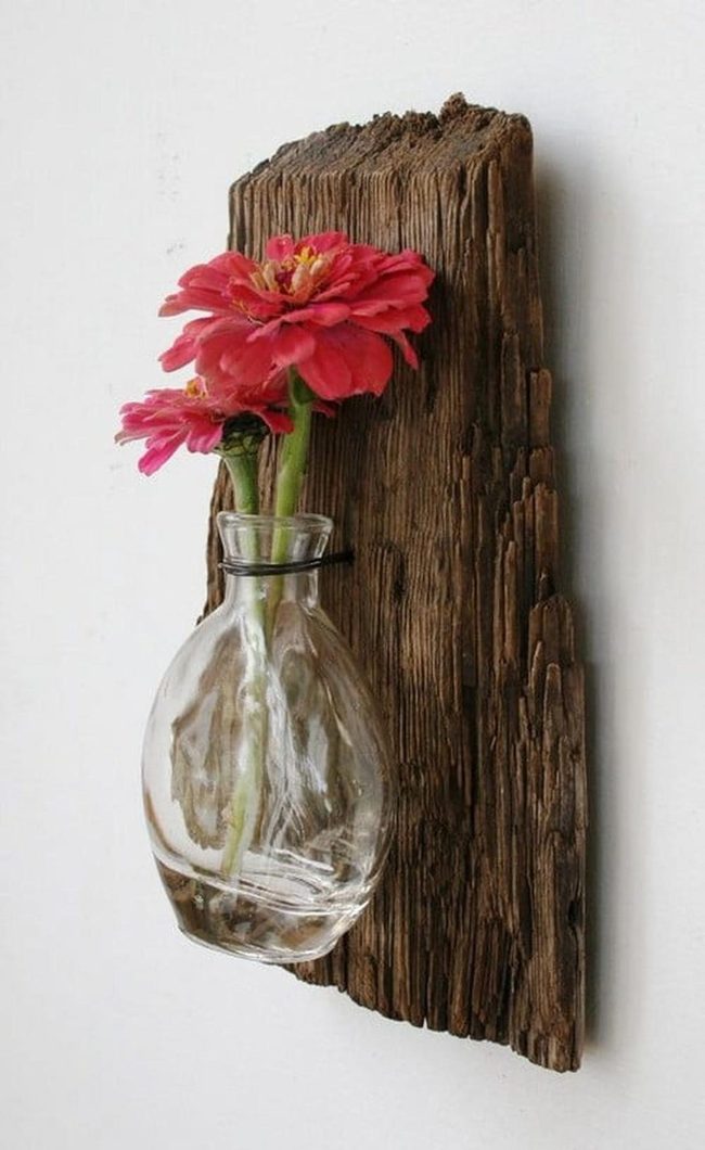 Wooden Slab Fresh Flower Display