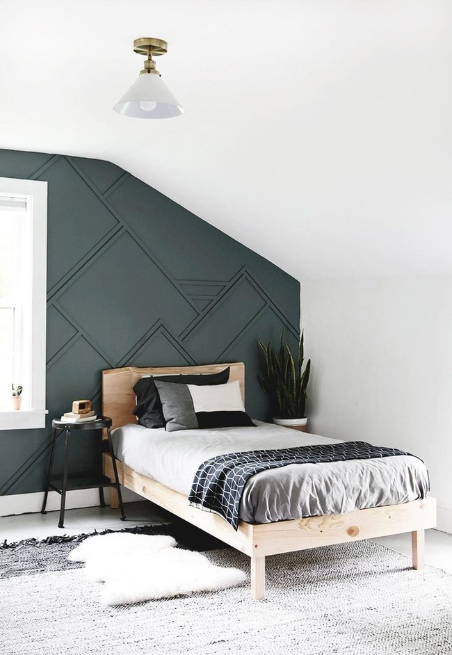 Dark Green Geometric Statement Wall