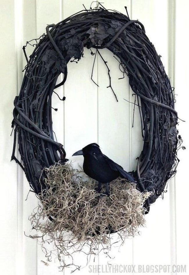 Black Crow Twisted Vine Wreath