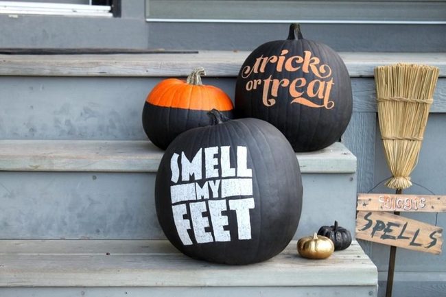 Half-Black Half-Orange Pumpkin Display