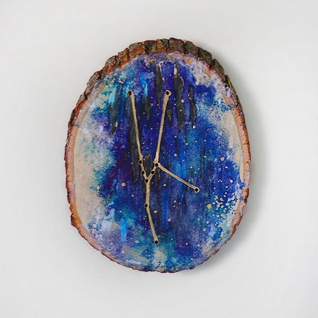 Midnight Blue Wood Slice Constellations