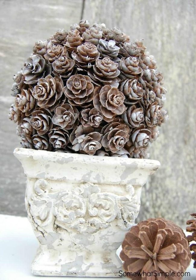Frosted Pinecones Topiary Centerpiece