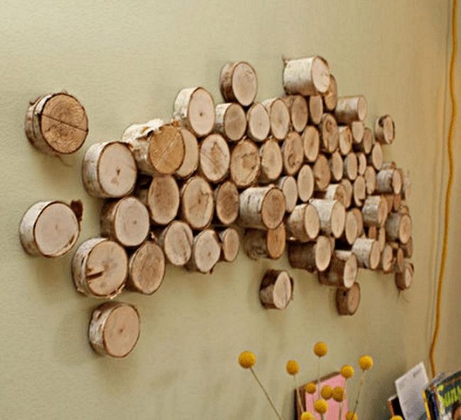 Natural Wood Slices With Pale Green Backdrop
