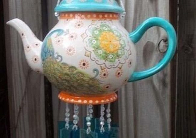 Repurposed Teapot Wind Chimes