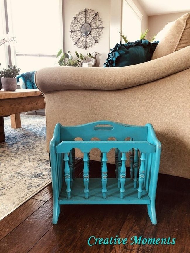 Turquoise Wood Magazine Storage