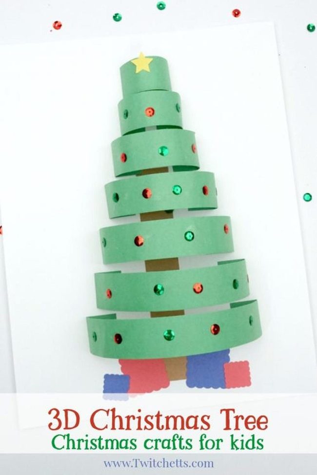 Green Paper Strip Trees With Golden Stars