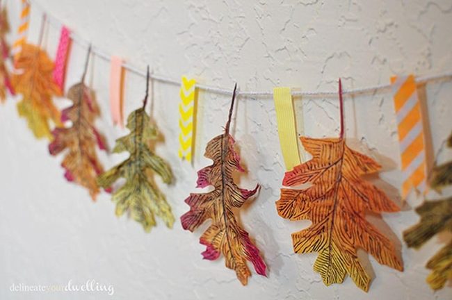 Paper Leaves In Red And Orange