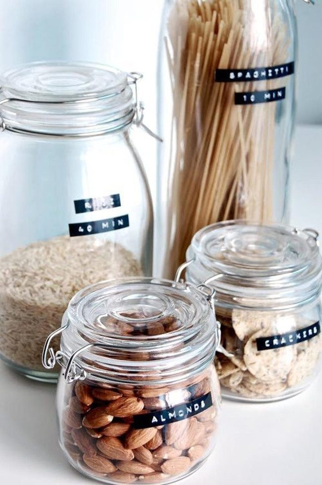 Clear Glass Jars With Black Labels