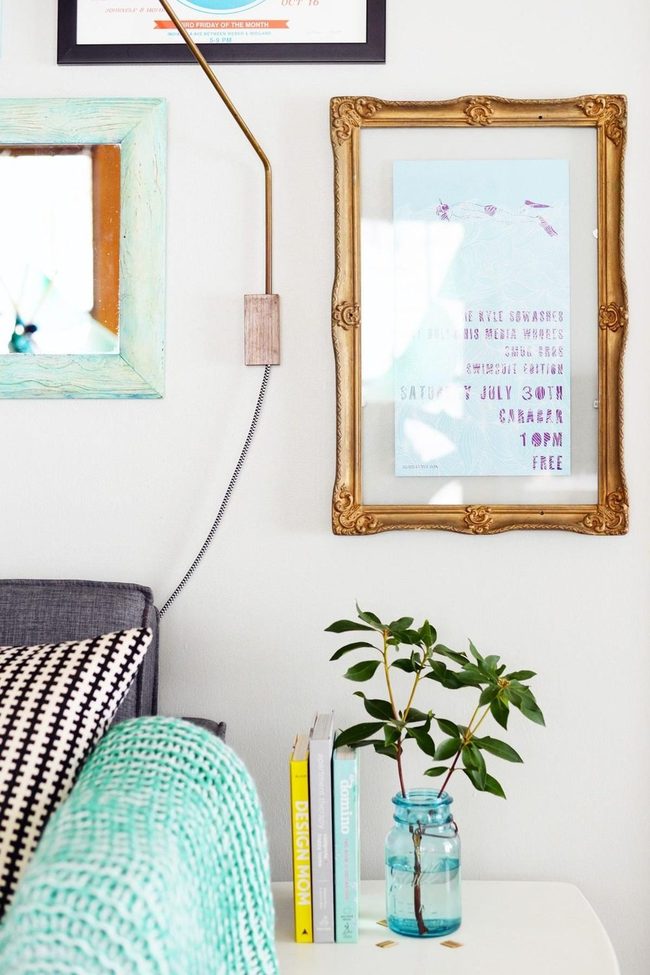 Turquoise Throws Against Gray