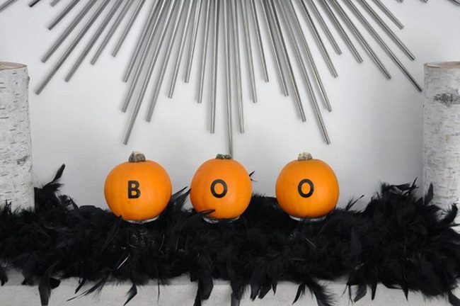 Black Pumpkins Feathers Silver Geometry