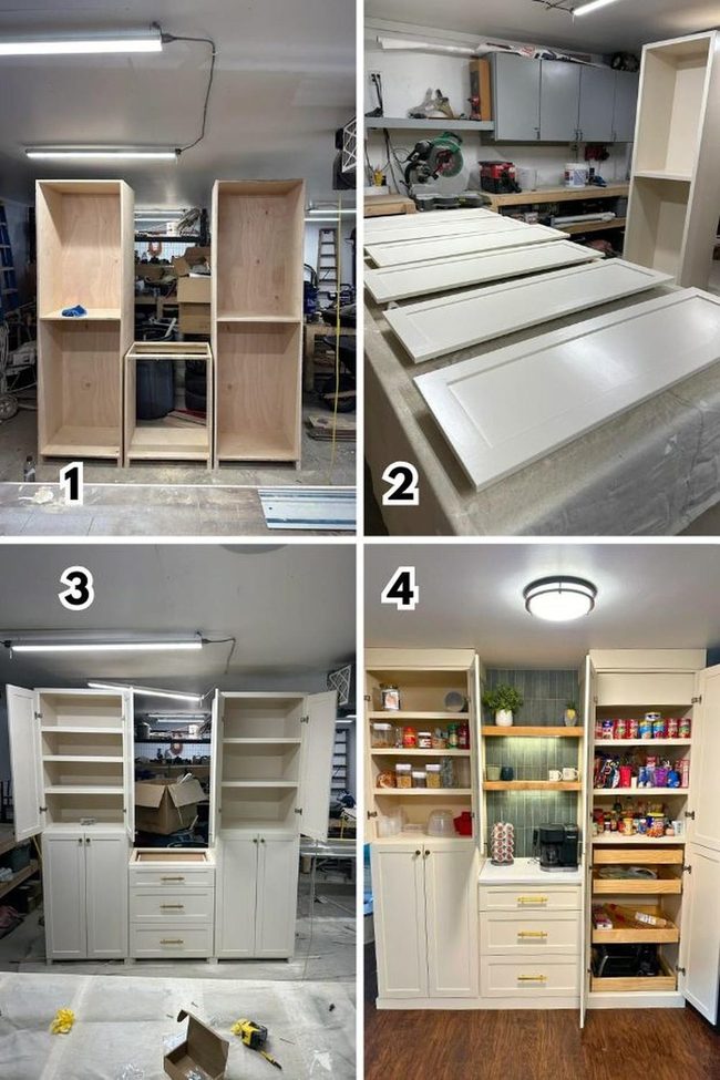 Clear Containers U-Shaped Pantry Organization