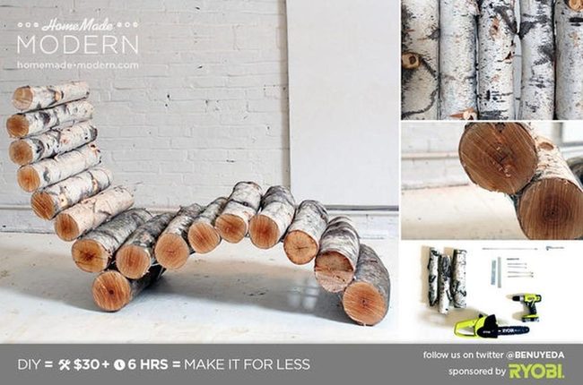 Stacked Wood Log Seats